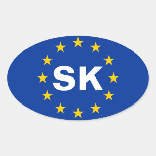 Sticker Ovale Drapeau de l'Union européenne "SK" FOUR Slovaquie