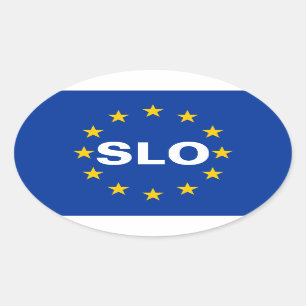 Sticker Ovale Drapeau de l'Union européenne "SLO" de quatre Slov