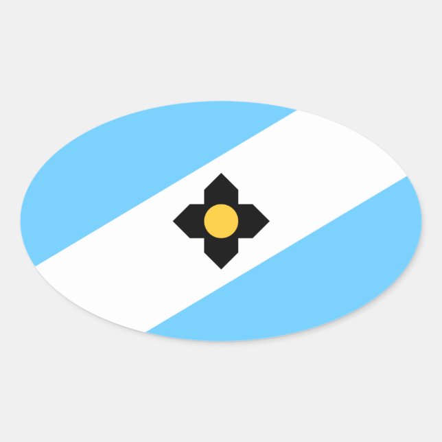 Sticker Ovale Drapeau de Madison, Wisconsin (Devant)