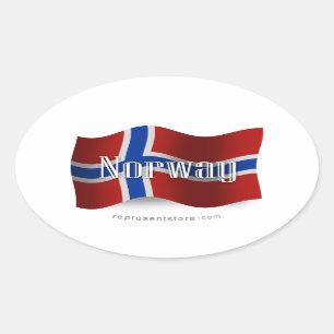 Sticker Ovale Drapeau de ondulation de la Norvège