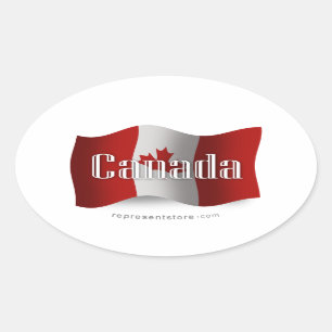 Sticker Ovale Drapeau de ondulation du Canada