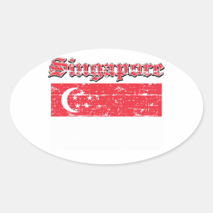 Sticker Ovale Drapeau de Singapour