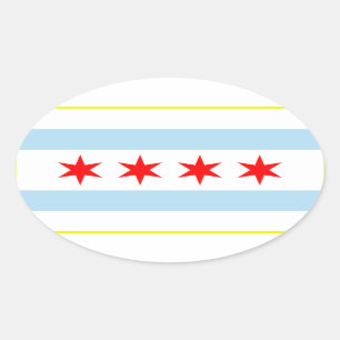 Sticker Ovale Drapeau de T-shirt de Chicago