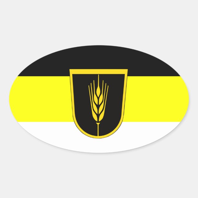 Sticker Ovale Drapeau de Wolgadeutsche (version noir/jaune/blanc (Devant)