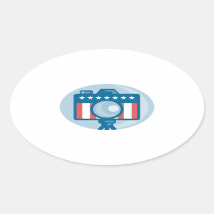Sticker Ovale Drapeau des étoiles et des rayures de la caméra
