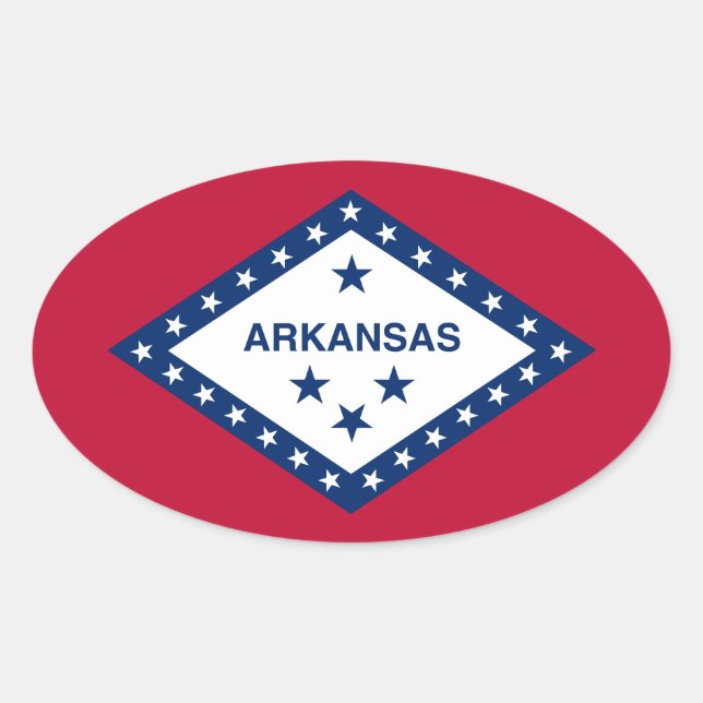 Sticker Ovale Drapeau d'État de l'Arkansas (Devant)