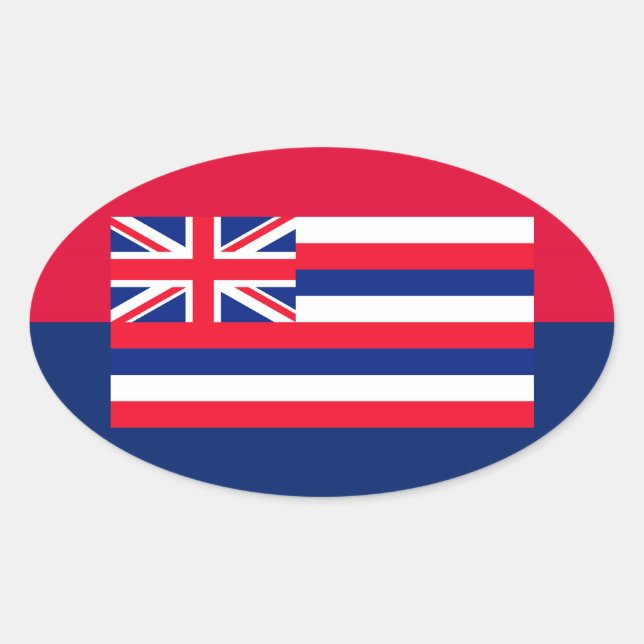 Sticker Ovale Drapeau d'État d'Hawaii (Devant)