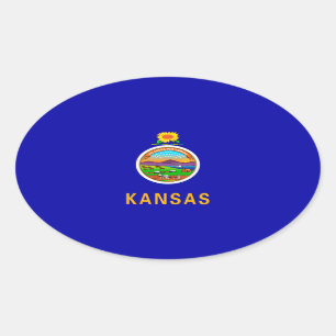 Sticker Ovale Drapeau d'État du Kansas