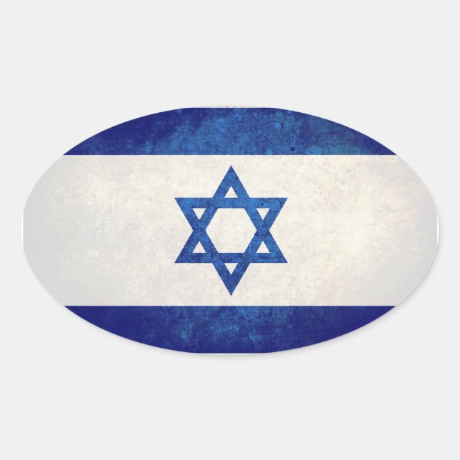 Sticker Ovale Drapeau d'Israël (Devant)