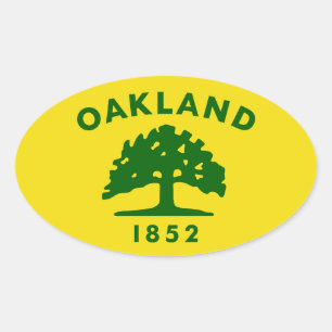 Sticker Ovale Drapeau d'Oakland, Californie