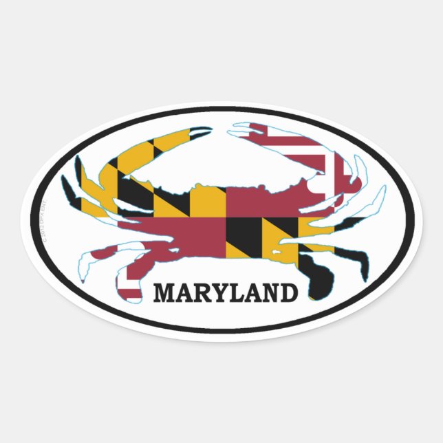 Sticker Ovale Drapeau du crabe du Maryland Décal ovale (série de (Devant)