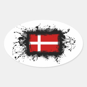 Sticker Ovale Drapeau du Danemark