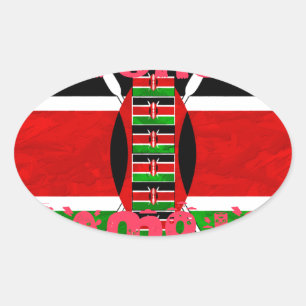 Sticker Ovale Drapeau du Kenya : Tuko Pamoja - Design d'art de l