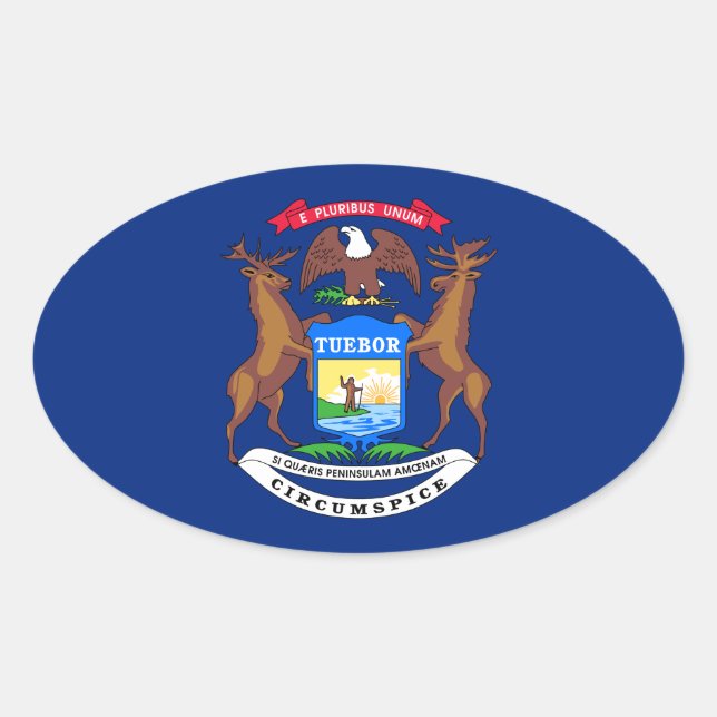 Sticker Ovale Drapeau du Michigan (Devant)