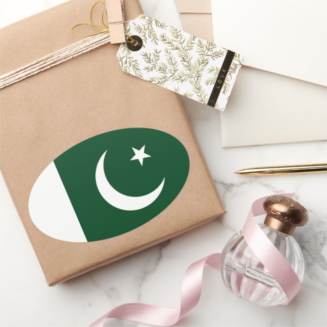 Sticker Ovale Drapeau du Pakistan (Cadeaux)