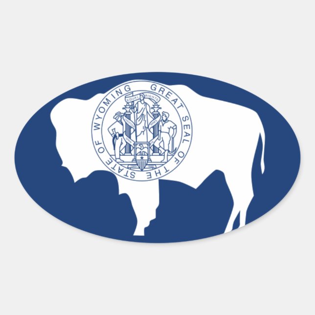 Sticker Ovale Drapeau du Wyoming (Devant)