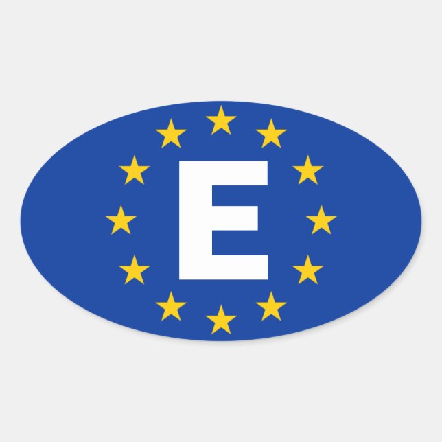 Sticker Ovale Drapeau Espagne "E" Union européenne (Devant)
