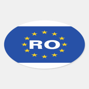 Sticker Ovale Drapeau européen "RO" de la Roumanie