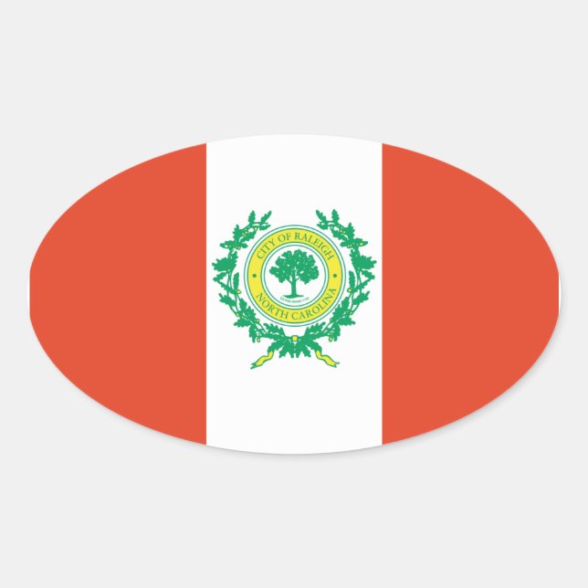 Sticker Ovale Drapeau FOUR Raleigh, Caroline du Nord (Devant)