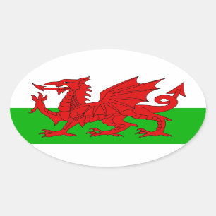 Sticker Ovale Drapeau Gallois / Pays de Galles - Cymru haute qua