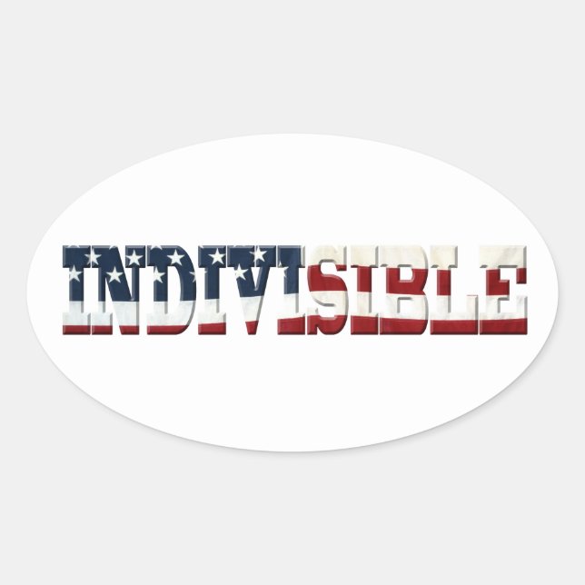Sticker Ovale Drapeau INDIVISIBLE (Devant)