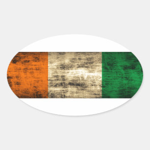 Sticker Ovale Drapeau irlandais grunge