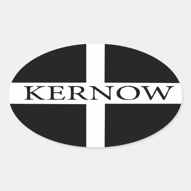 Sticker Ovale Drapeau Kernow (Cornouailles) (Devant)