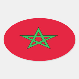 Sticker Ovale Drapeau Maroc