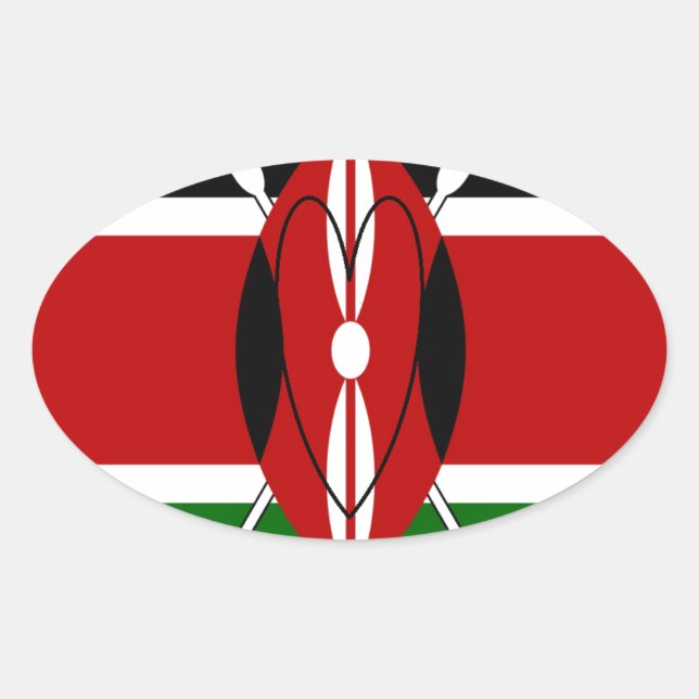 Sticker Ovale Drapeau national de la République du Kenya Noir ro (Devant)