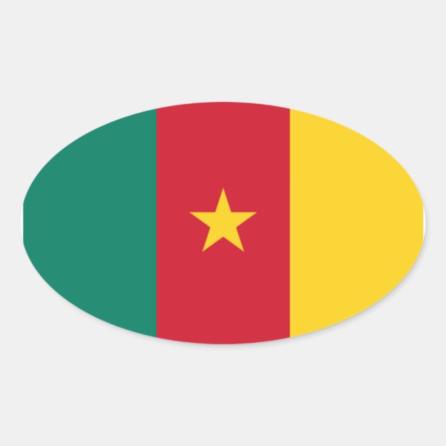 Sticker Ovale Drapeau national du Cameroun (Devant)