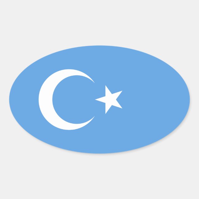 Sticker Ovale Drapeau Ourghour du Turkestan oriental (Devant)