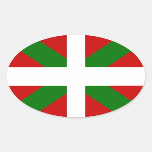 Sticker Ovale Drapeau pays Basque euskadi (Devant)