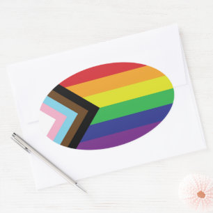 Sticker Ovale Drapeau progressiste LGBTQIA
