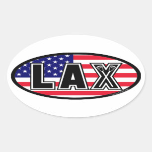 Sticker Ovale Drapeau relâché de l'Amérique de lacrosse