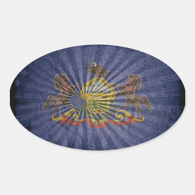 Sticker Ovale Drapeau robuste en Pennsylvanie (Devant)