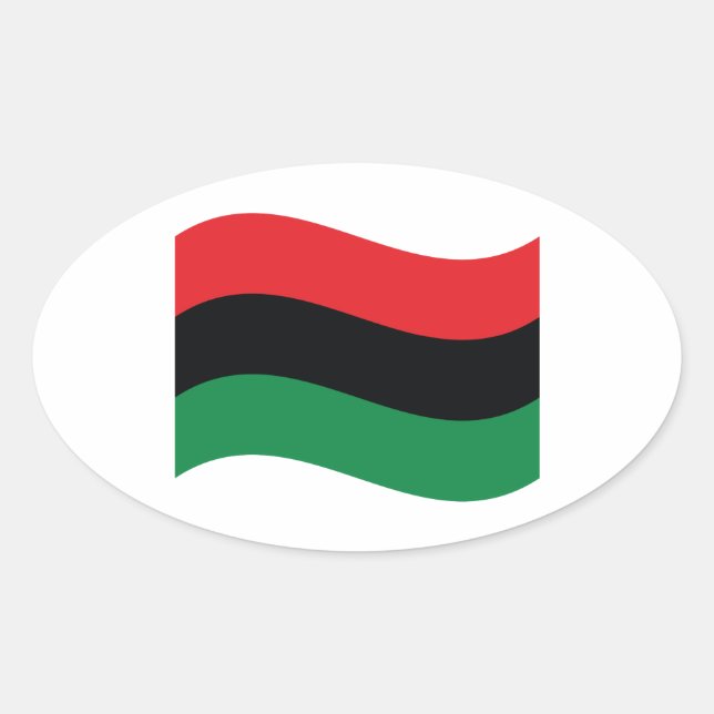 Sticker Ovale Drapeau rouge, noir et vert (Devant)