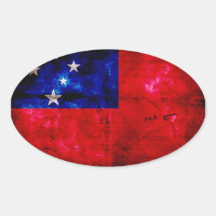 Sticker Ovale Drapeau Samoan