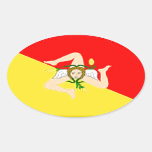 Sticker Ovale Drapeau Sicile (Italie)