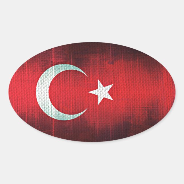 Sticker Ovale Drapeau stylisé de Turquie (Devant)