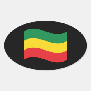 Sticker Ovale Drapeau vert, or (jaune) et rouge