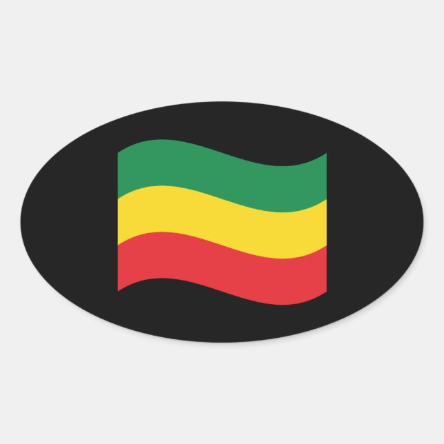 Sticker Ovale Drapeau vert, or (jaune) et rouge (Devant)