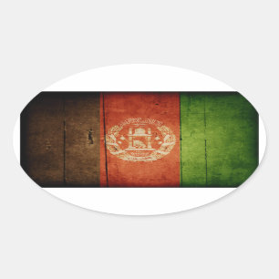 Sticker Ovale Drapeau Wood Afghanistan