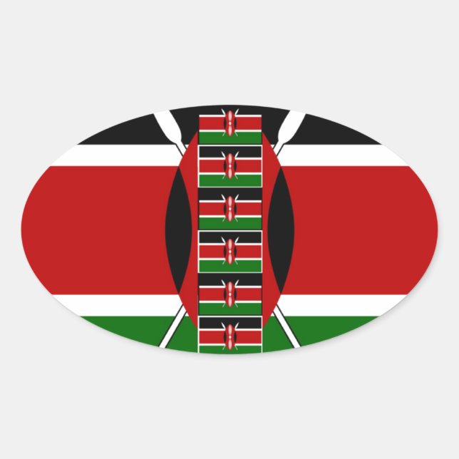 Sticker Ovale Drapeaux miniers sans fil du Kenya Frames Art (Devant)