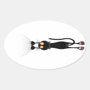 Sticker Ovale Drôle Accrocher sur le chat