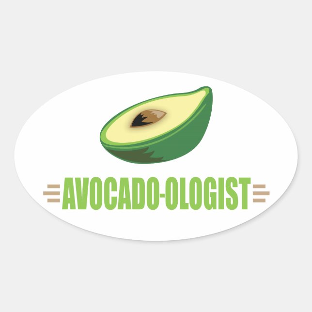 Sticker Ovale Drôle Avocado (Devant)