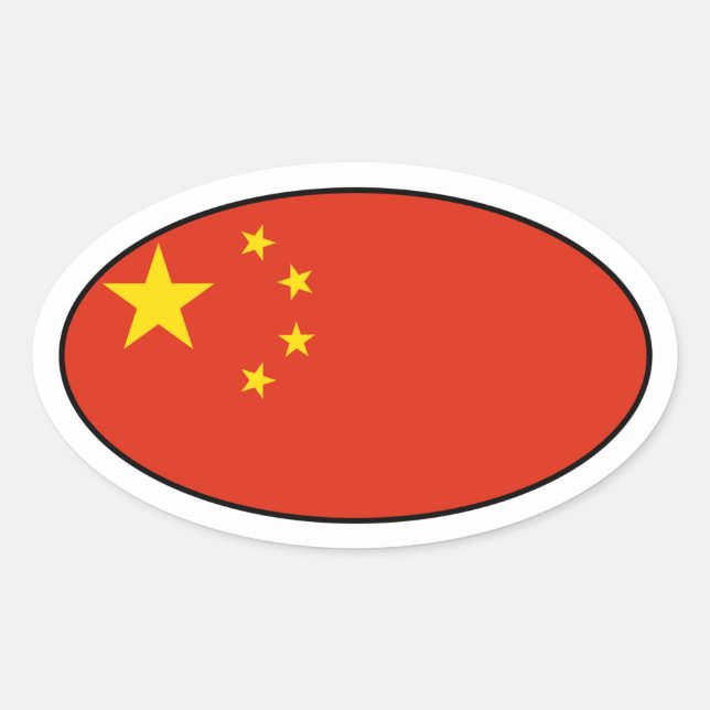 Sticker ovale du drapeau chinois (Devant)