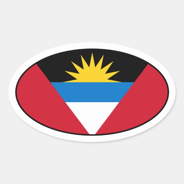 Sticker ovale du drapeau d'Antigua-et-Barbuda (Devant)