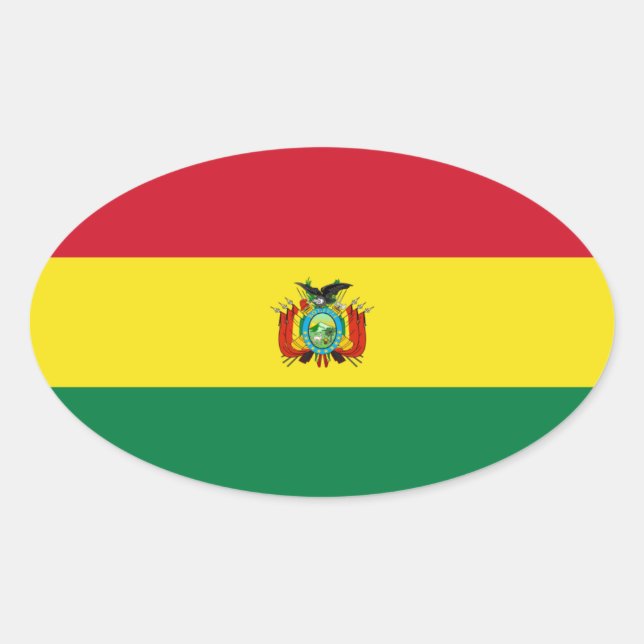 Sticker ovale du drapeau de l'État de Bolivie (Devant)