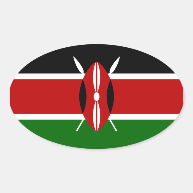 Sticker ovale du drapeau du Kenya (Devant)