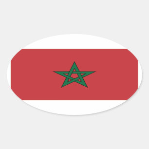 Sticker ovale du drapeau du Maroc